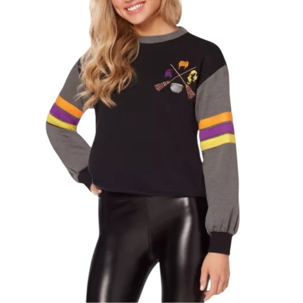 Hocus Pocus Cropped Sweatshirt Womens Small Halloween Disney Crew Neck Black EUC